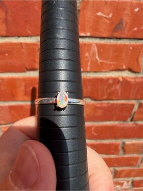 Opal Ring - White Opal Accent #7
